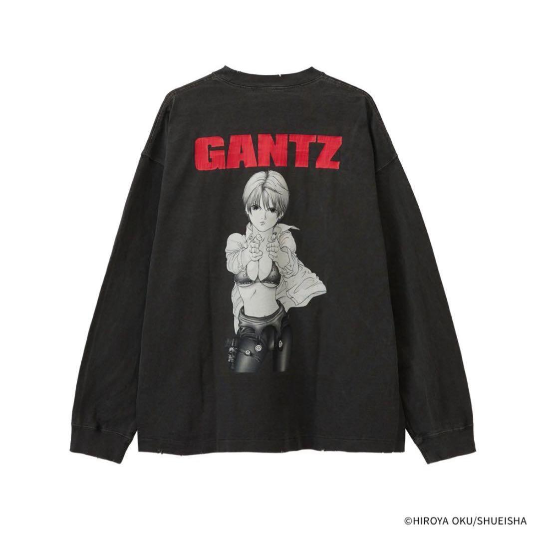【新品最安値】GANTZ × ザシュガーパンチ　岸本恵　長袖Tシャツ　ブラック