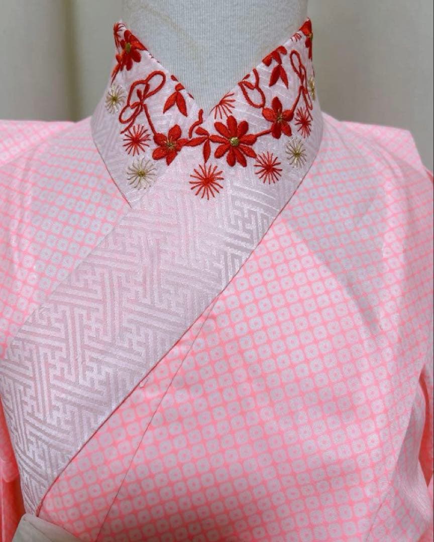 エメラルドグリーン　正絹着物　七五三　7歳　女の子　帯・はこせご一式セット