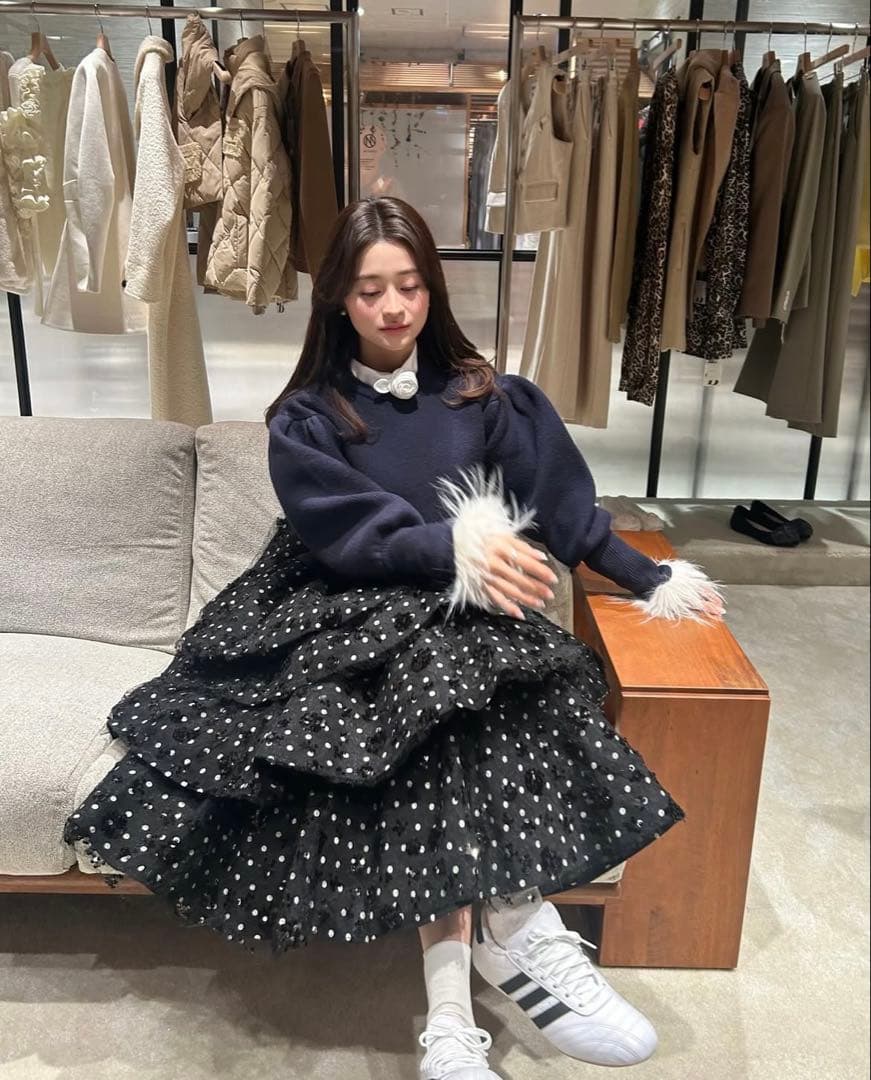 【新品未使用】Bibiy. パフスリーブニット ネイビー