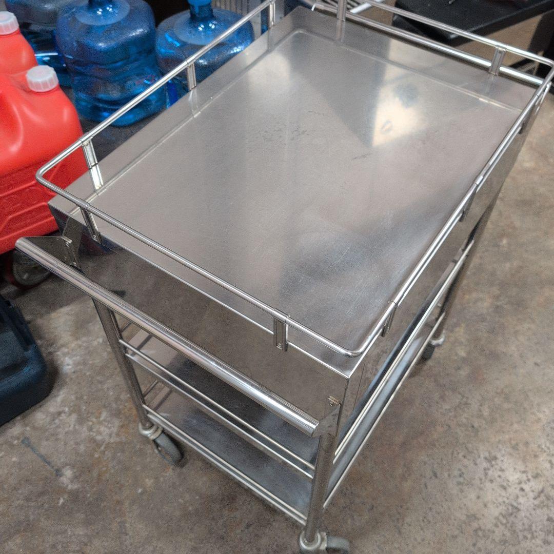 ステンレス製 医療用引出し付カート メディカルワゴン 回診車 キャスター付作業台