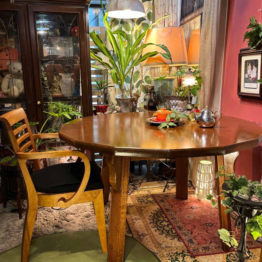 NH338ヴィンテージ オーク　１６角　ダッチカントリーダイニングテーブル