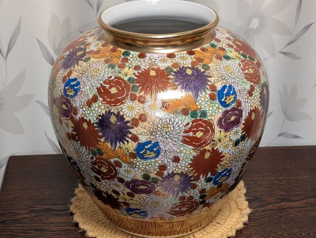 九谷焼　花詰　花瓶　幸仙