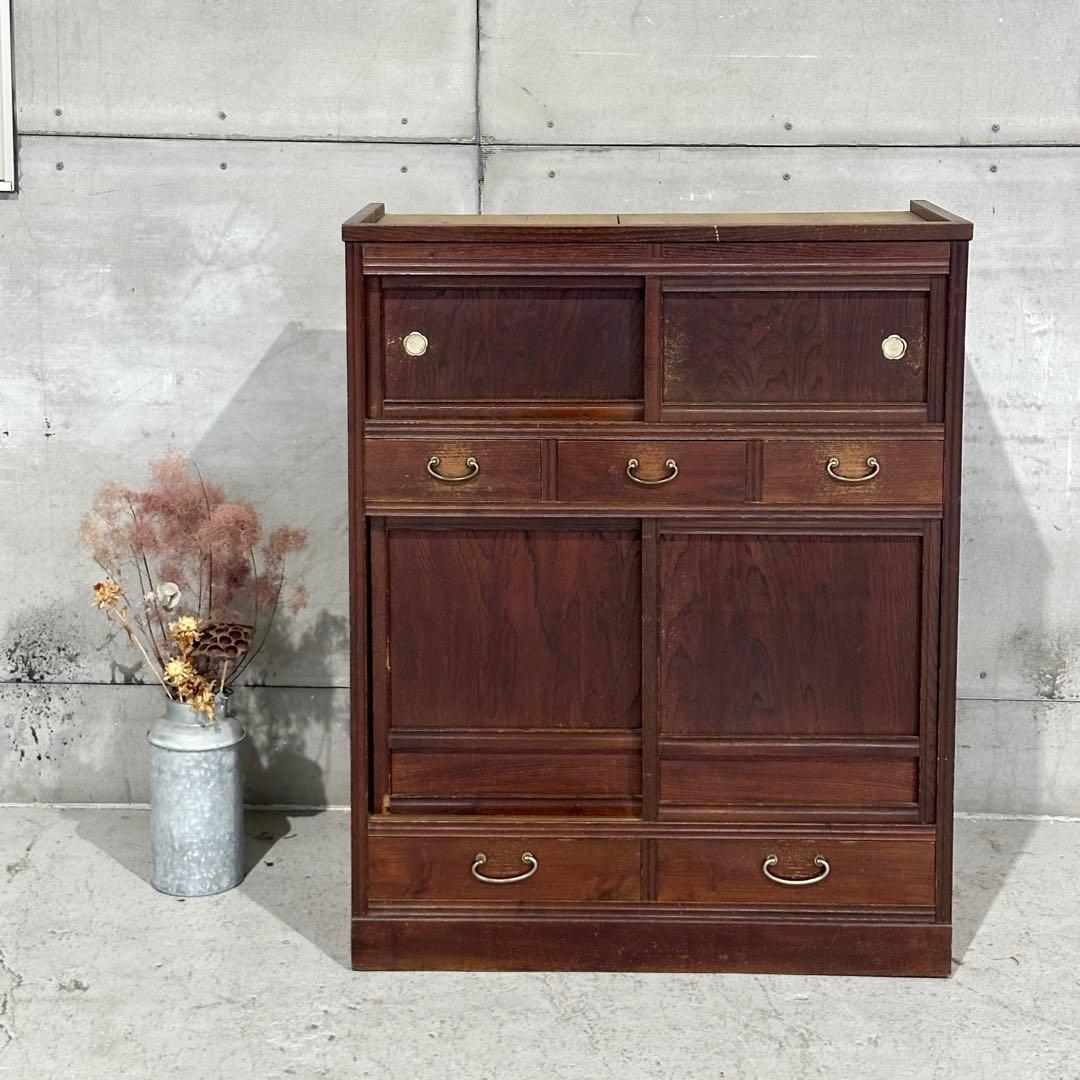 ★1950年代★ 昭和レトロ 水屋箪笥 和風食器棚 古民家家具 引戸収納 飾り棚