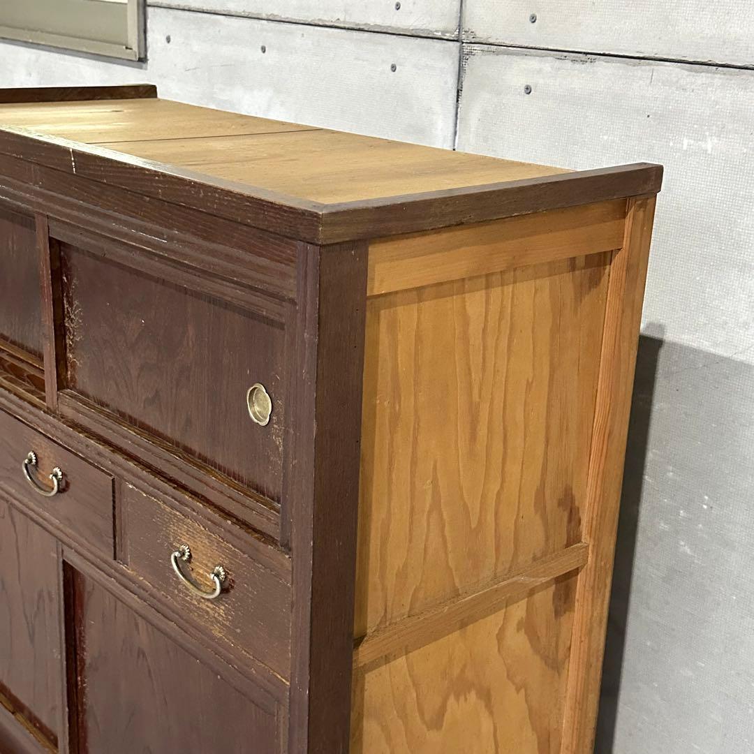 ★1950年代★ 昭和レトロ 水屋箪笥 和風食器棚 古民家家具 引戸収納 飾り棚