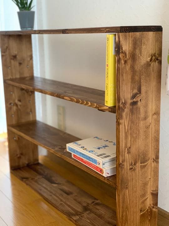 【無垢材】フリーカフェラックワイド　アンティーク　本棚　ブックラック
