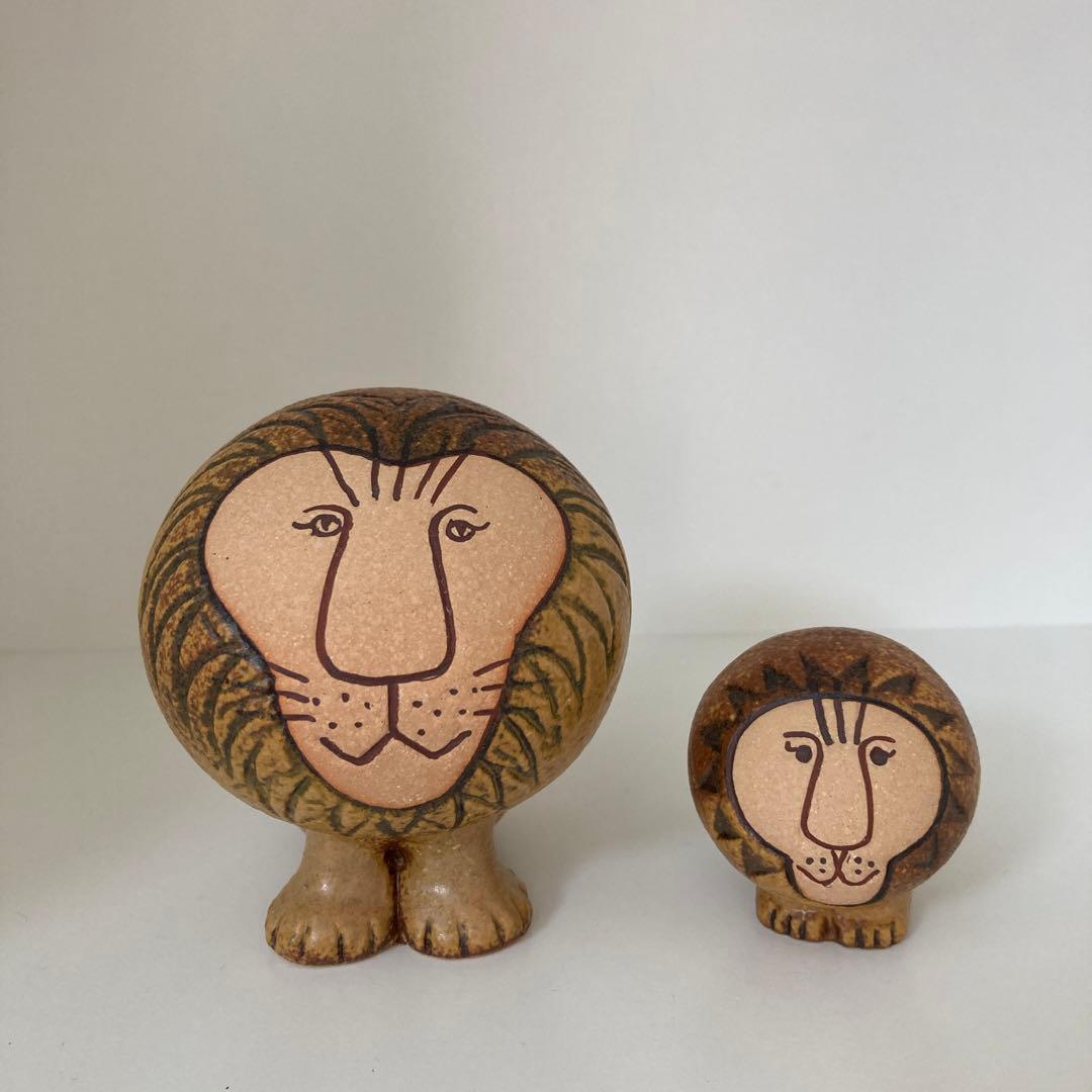 リサ・ラーソン　ライオン　ミディアム＆ミニ　オブジェ　陶器　北欧