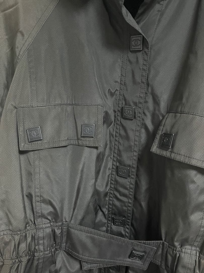 CHANEL フード付きグレー トレンチコート 希少 レインコート