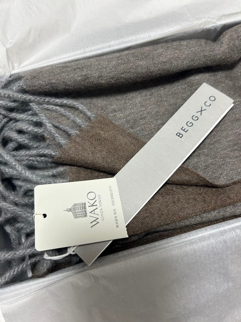 男女兼用 BEGG&CO リバーシブル カシミヤマフラー 36×183