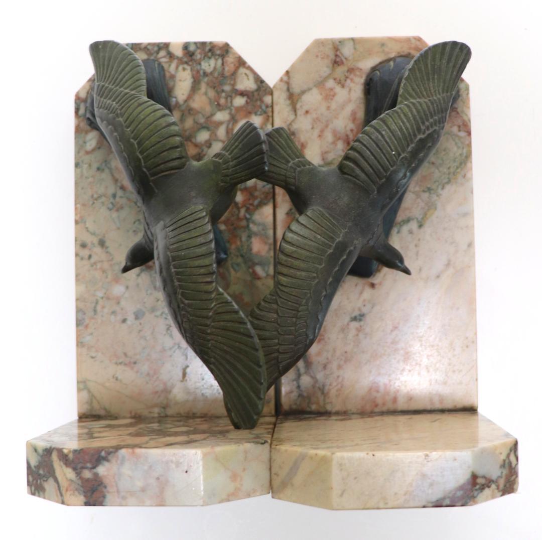 アンティーク1900年頃一点物 大型ブックエンド3kg ペア フランス製大理石台