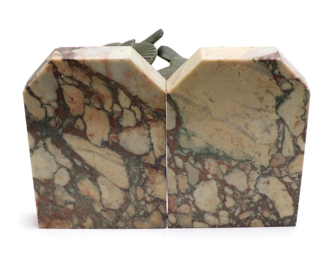 アンティーク1900年頃一点物 大型ブックエンド3kg ペア フランス製大理石台