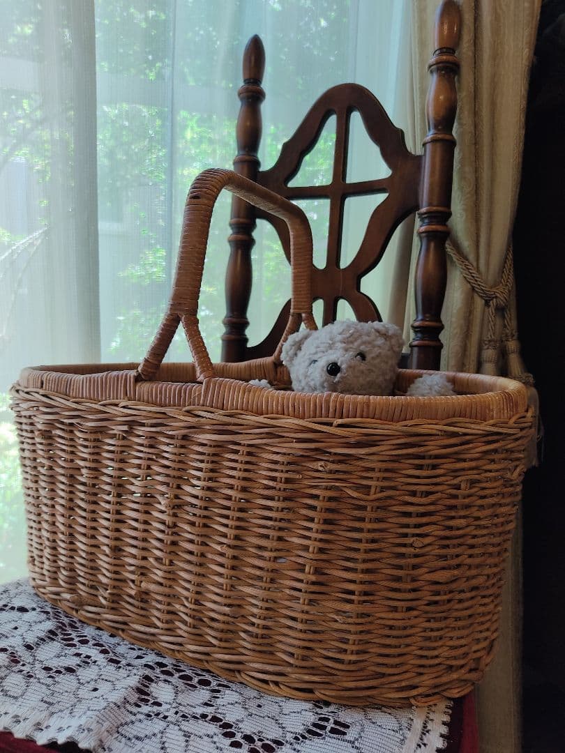 バスケット　籠　ラタン　籐  キャンプ