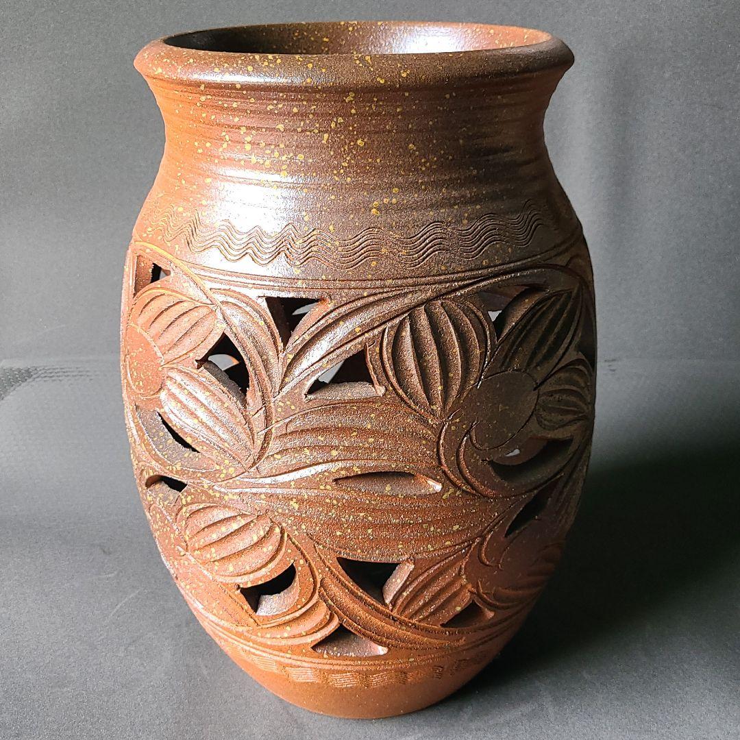 信楽焼傘立て  唐草大壷  高さ５４cm
