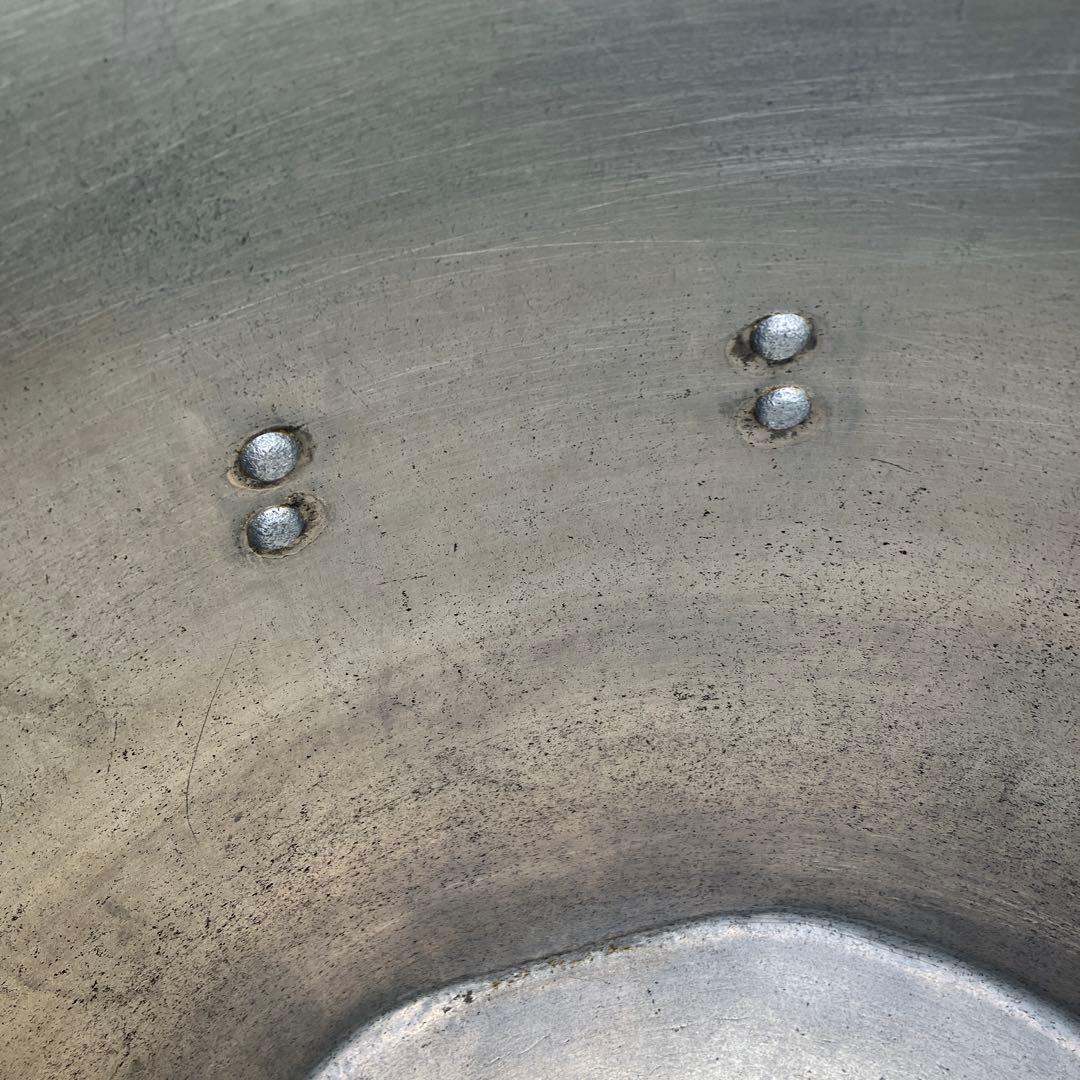 業務用　大型アルミ製　大容量　寸胴鍋　持ち手付き　内径約48cm　分厚いアルミ製