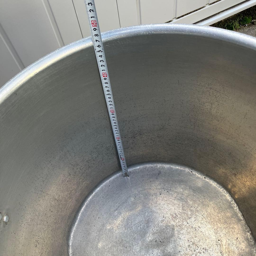 業務用　大型アルミ製　大容量　寸胴鍋　持ち手付き　内径約48cm　分厚いアルミ製