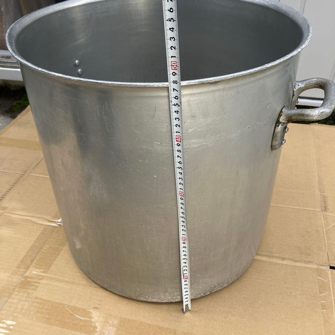 業務用　大型アルミ製　大容量　寸胴鍋　持ち手付き　内径約48cm　分厚いアルミ製