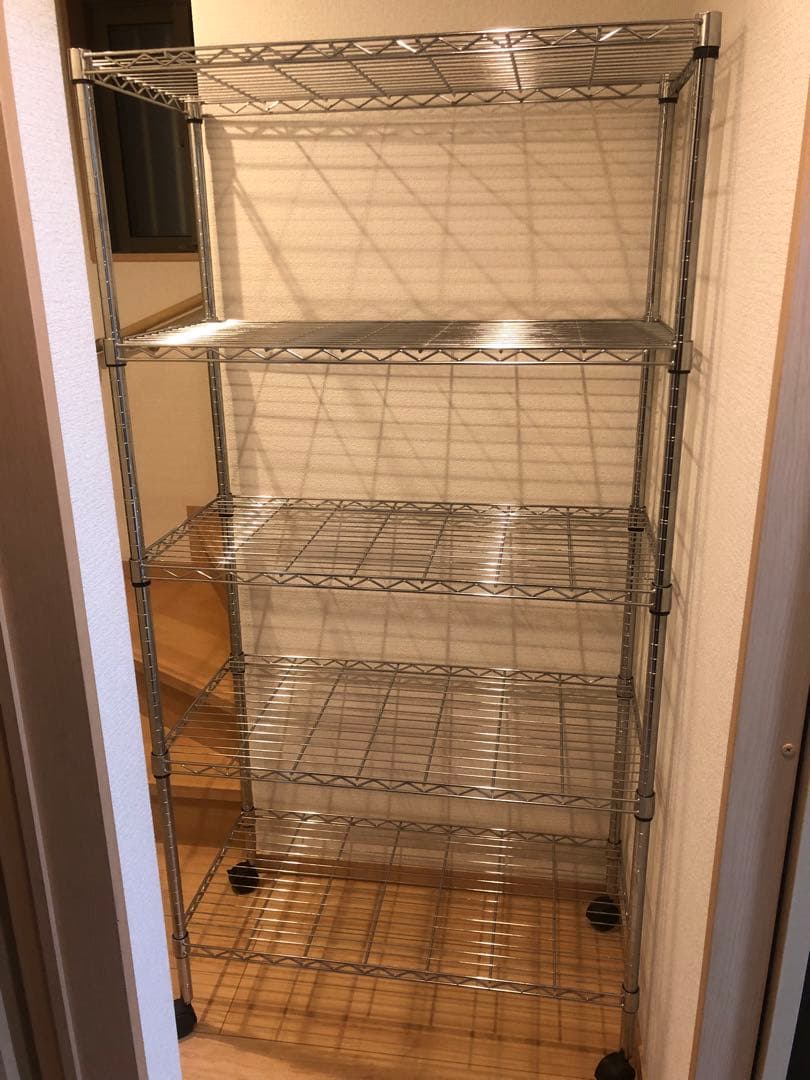 本日限定お値引‼️②5段スチールラック シルバー キャスター付き