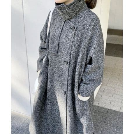 Spick&Span　Wスライバーヘリンボーンボリュームコート