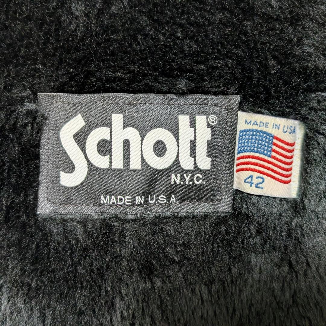 Schott 642 USA製 シングルライダース ジャケット 42 ライナー付