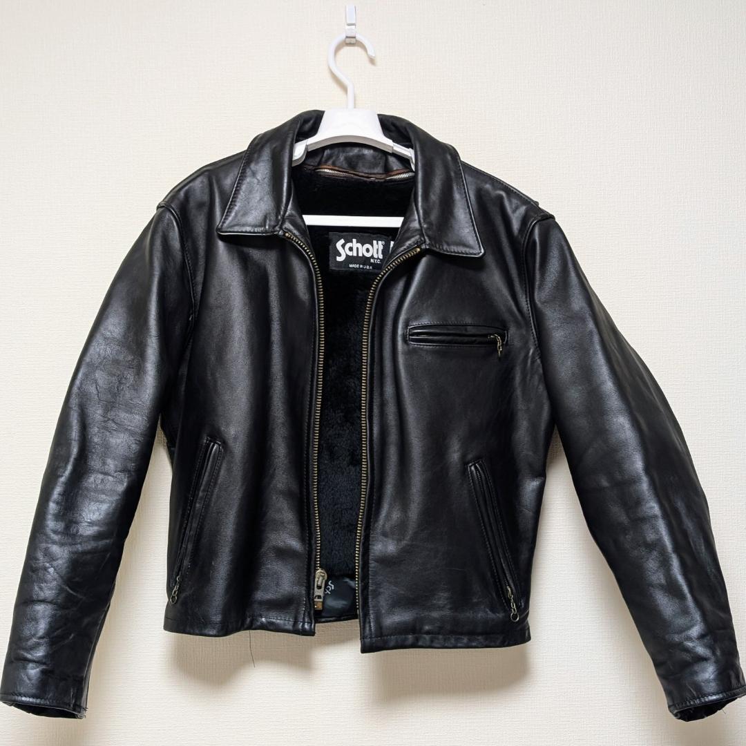 Schott 642 USA製 シングルライダース ジャケット 42 ライナー付