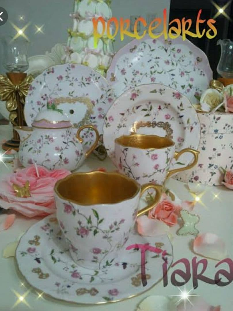 ポーセラーツ１点物！アフタヌーンティーセット