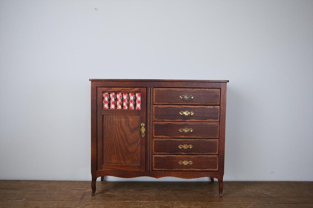 フランスアンティーク木製ドールハウス用ドロワー/アクセサリーケース(90-153