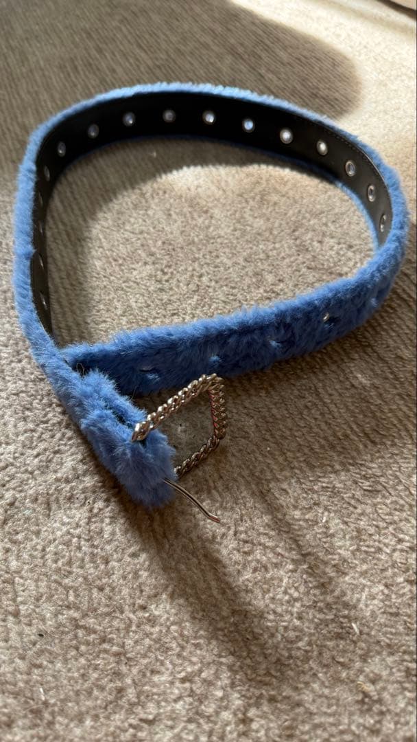 AFB 青色ファーベルト メタルバックル付き S