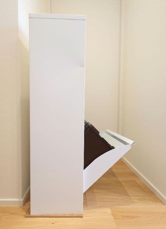 スチール製分別ゴミ箱 薄型 前に開くタイプ 4分別