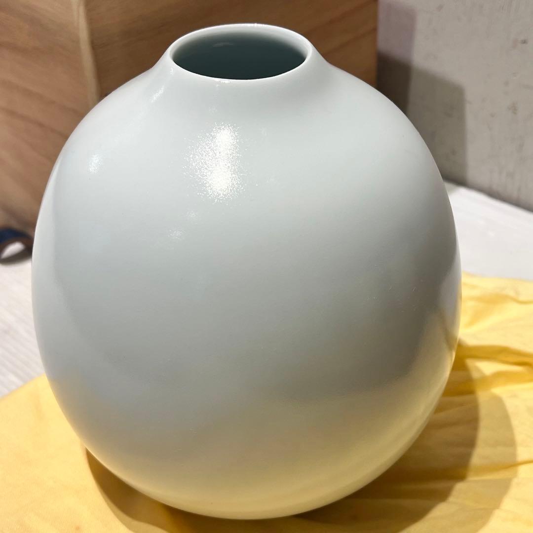 【人間国宝前田昭博作】壺　白瓷 白磁　花瓶　花入　陶芸　年代物　共箱入　やなせ窯
