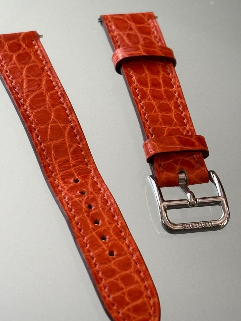 【エルメス 】Hウォッチ　オレンジ レザーベルト