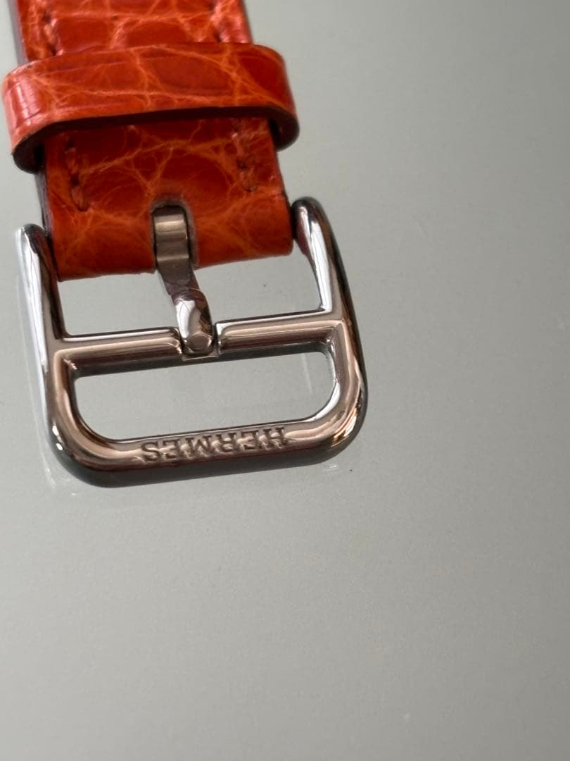 【エルメス 】Hウォッチ　オレンジ レザーベルト