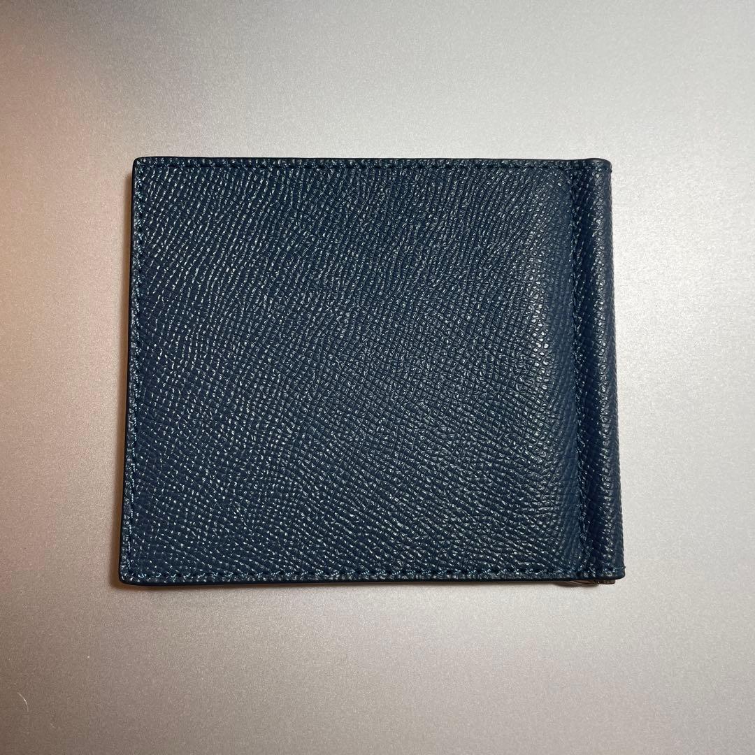 【お値下げOK／美品】コーチネイビー レザー マネークリップ 二つ折り