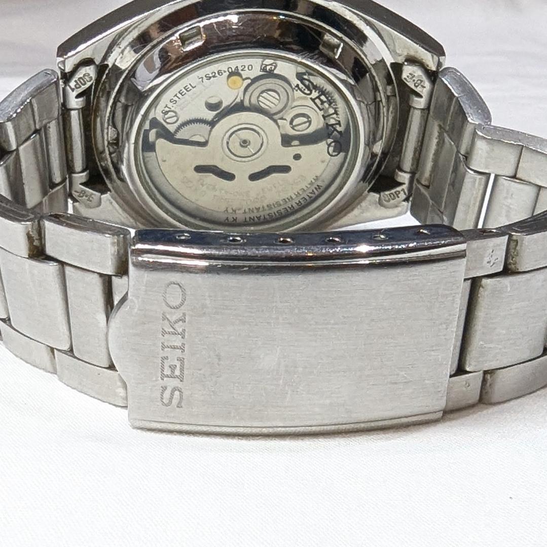 SEIKO 5 自動巻き腕時計 メンズ 稼働品 ゴールド文字盤 デイデイト