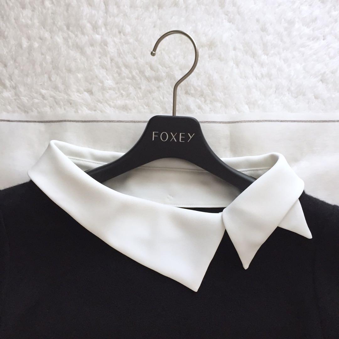 フォクシー　ニット　白襟　ブラック