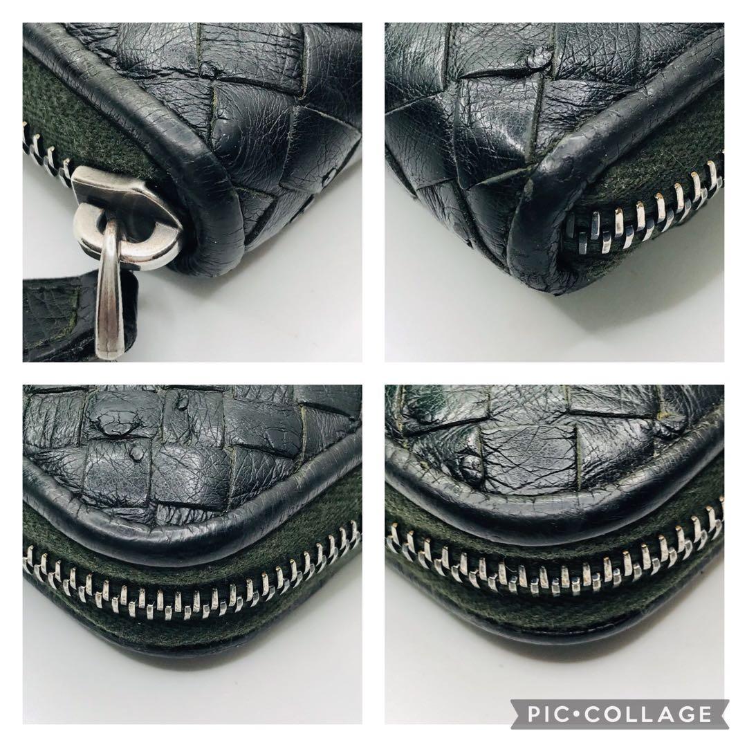 極美品✨BOTTEGA VENETA オーストリッチ イントレチャート 長財布