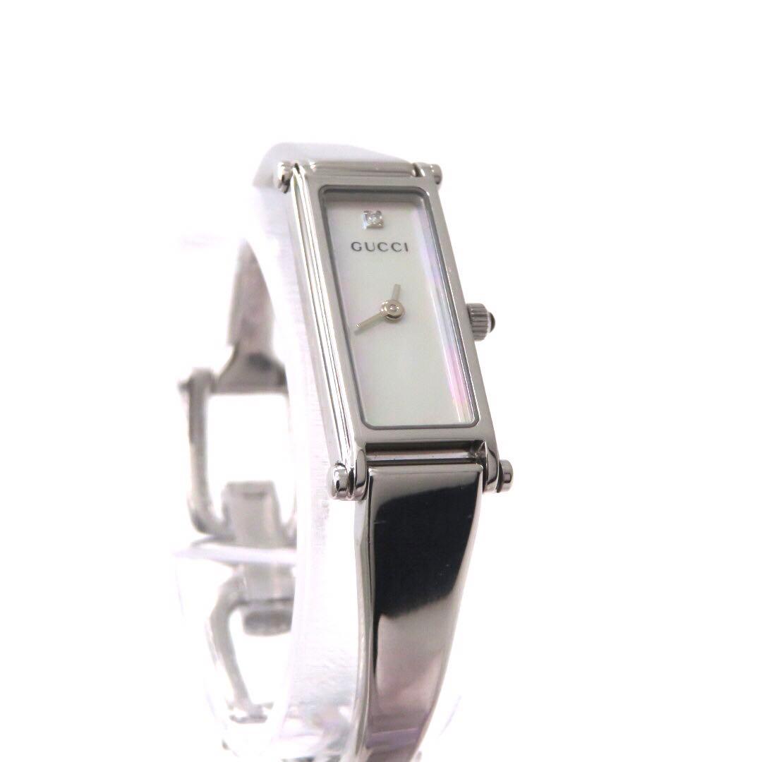 ☆極美品 1PD GUCCI グッチ 時計 1500L ホワイトシェル バングル