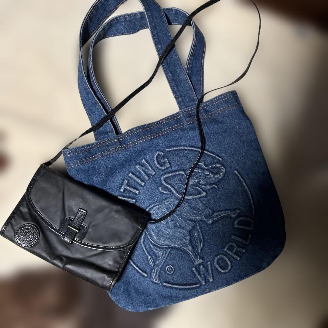 ハンティングワールド　デニムトートバッグとブラックバッグセット