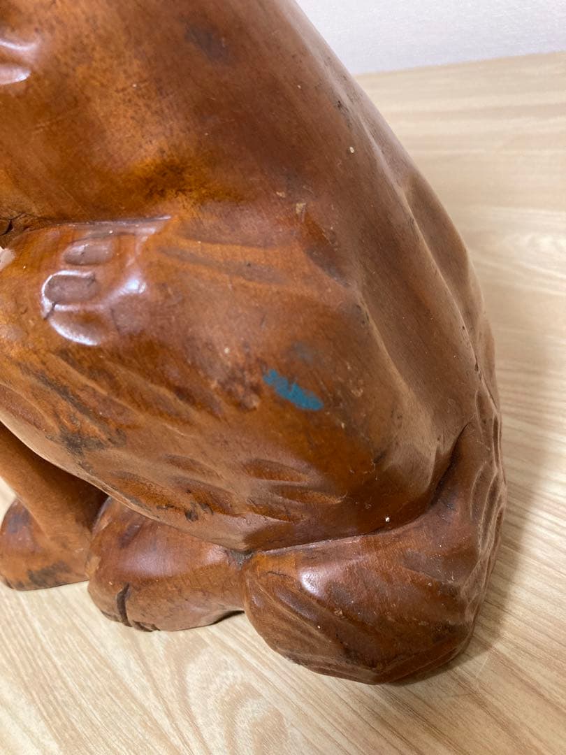 大型犬　シェパード風　木製　置物　リアル