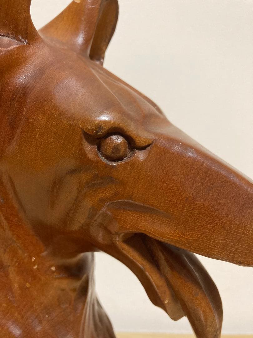 大型犬　シェパード風　木製　置物　リアル