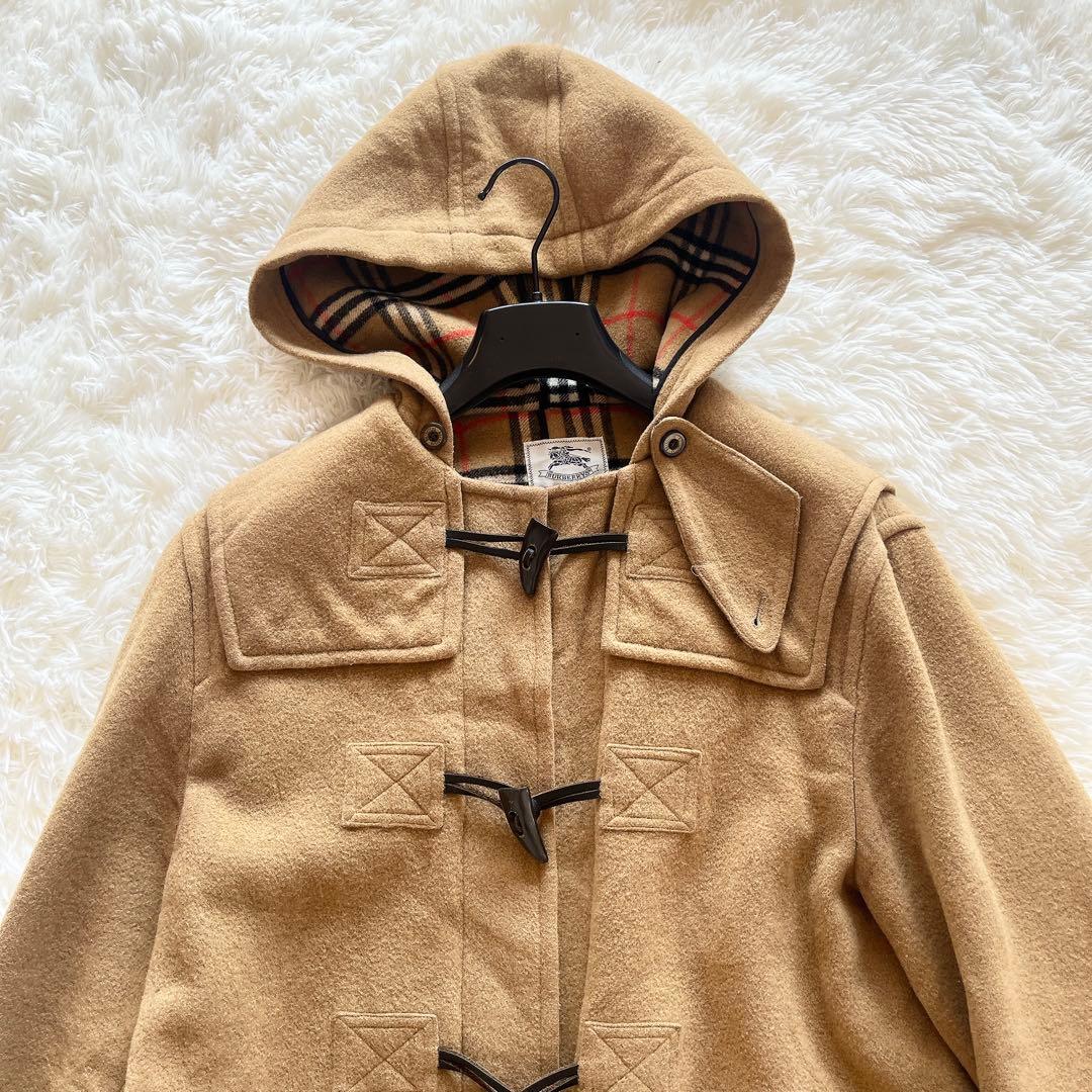 美品　バーバリー　ダッフルコート　キャメル　ノバチェック　ウール　トグル