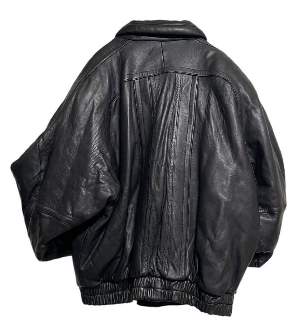 24時間以内発送　フランス 羊革 ラムレザーシングルライダースジャケット 黒 M