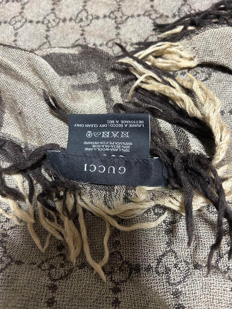 GUCCI グッチ 大判 ショール ストールGGモノグラム柄 シルク混