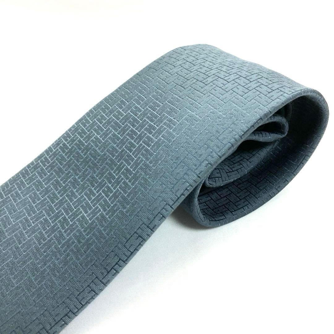 美品✨　HERMES エルメス ネクタイ H柄　ブルー系　最高級　シルク　箱付き