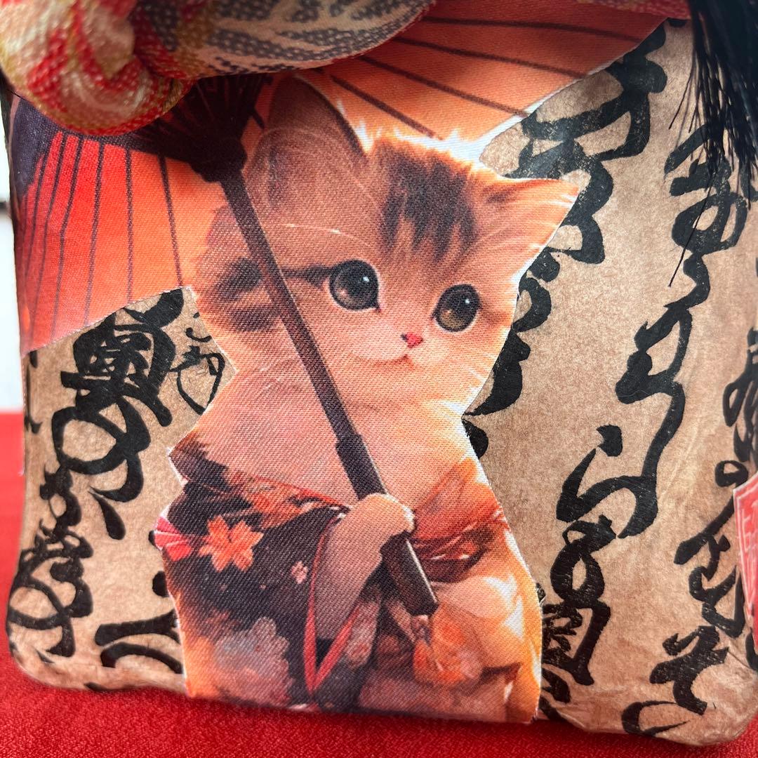 Yupin 和傘猫 一閑張り バッグ かごバッグ ハンドバッグ 古文書