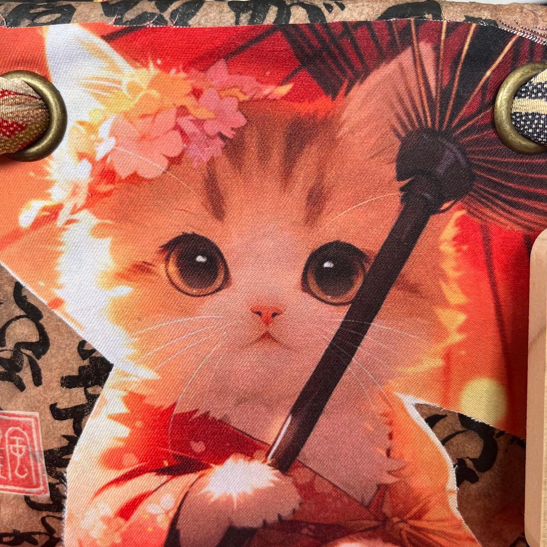 Yupin 和傘猫 一閑張り バッグ かごバッグ ハンドバッグ 古文書