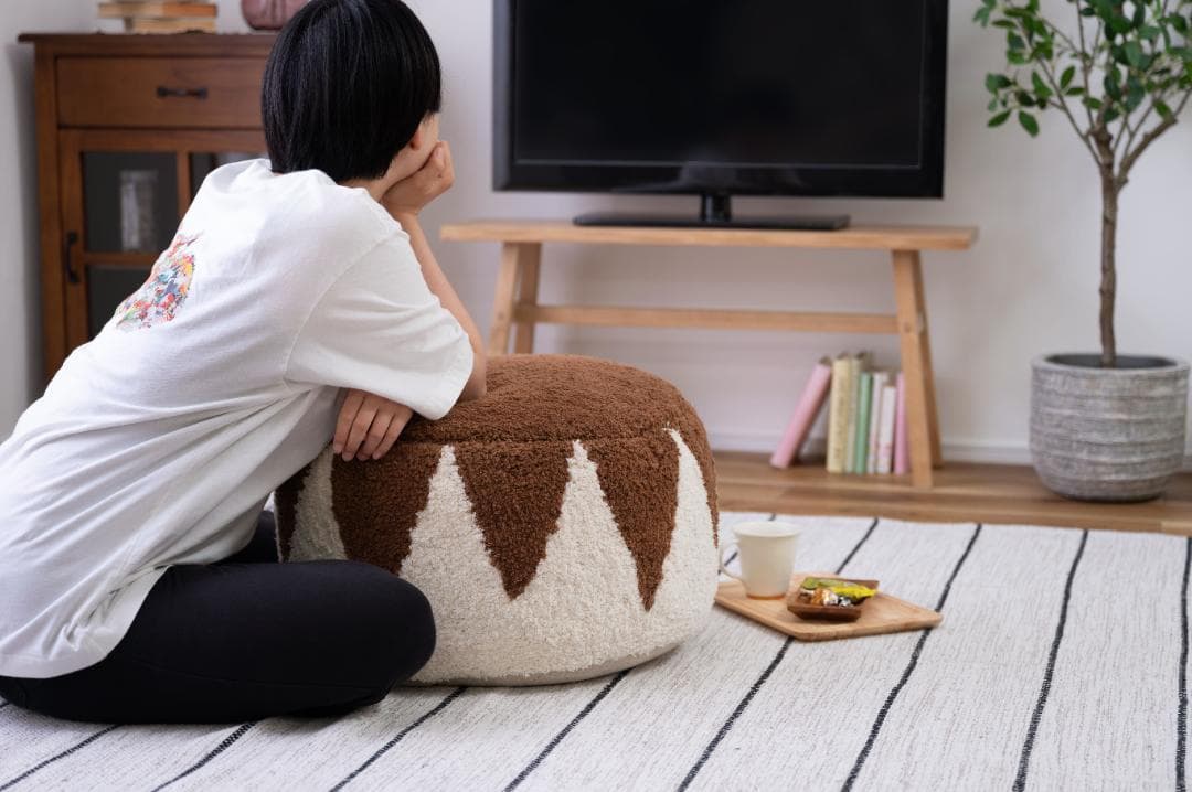 オットマン 椅子 北欧 コットン 大きめ ブラウン FAB-001 N02