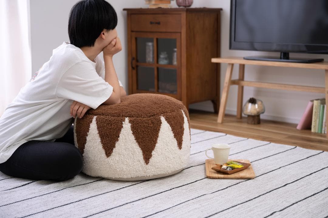 オットマン 椅子 北欧 コットン 大きめ ブラウン FAB-001 N02