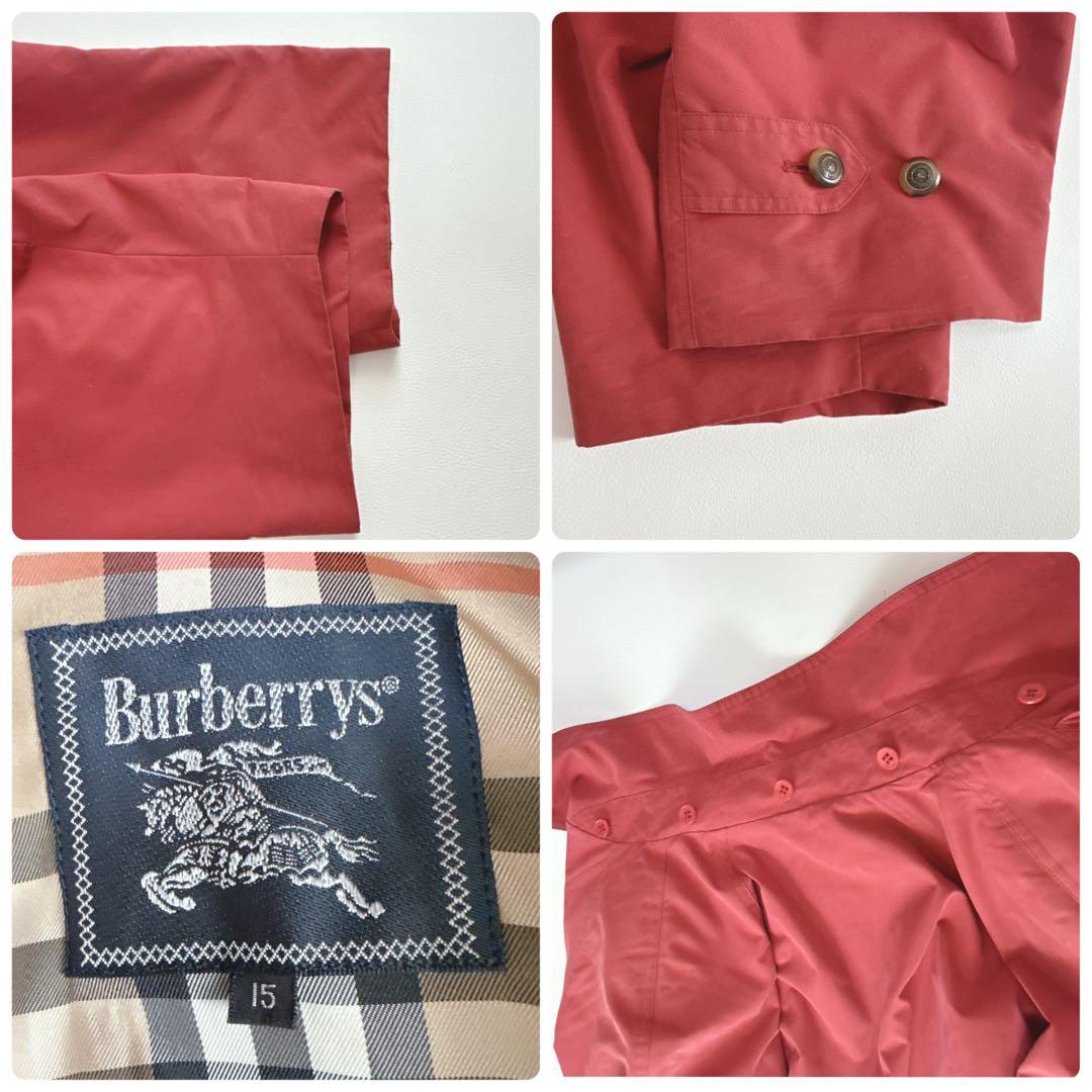【15号3L】Burberry ステンカラーコート　ノバチェック キルティング赤