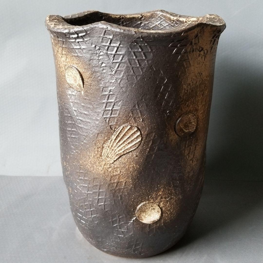 信楽焼 傘立て 貝殻模様 高さ４７cm