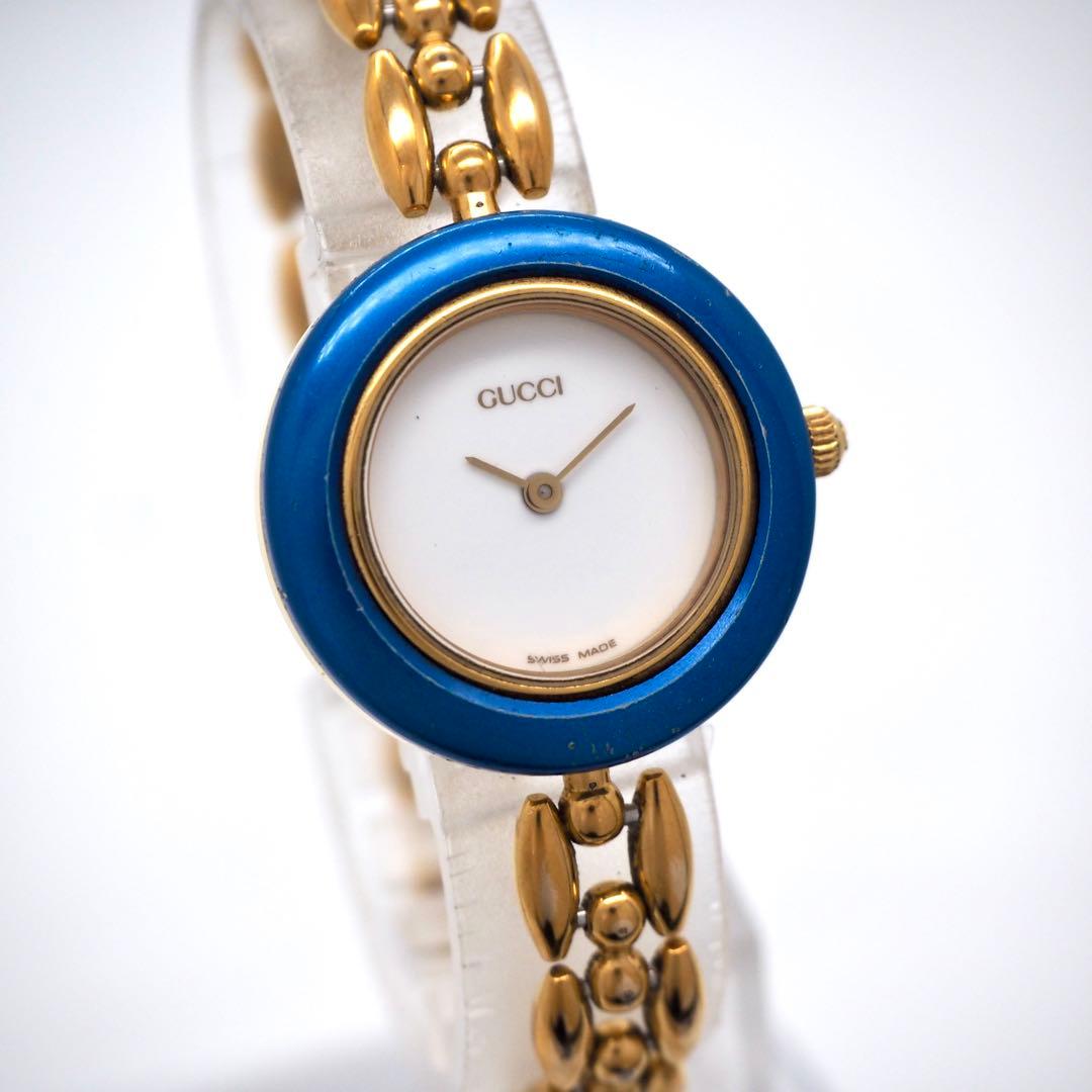 321 GUCCI レディース 時計 チェンジベゼル ゴールド ブルー　希少