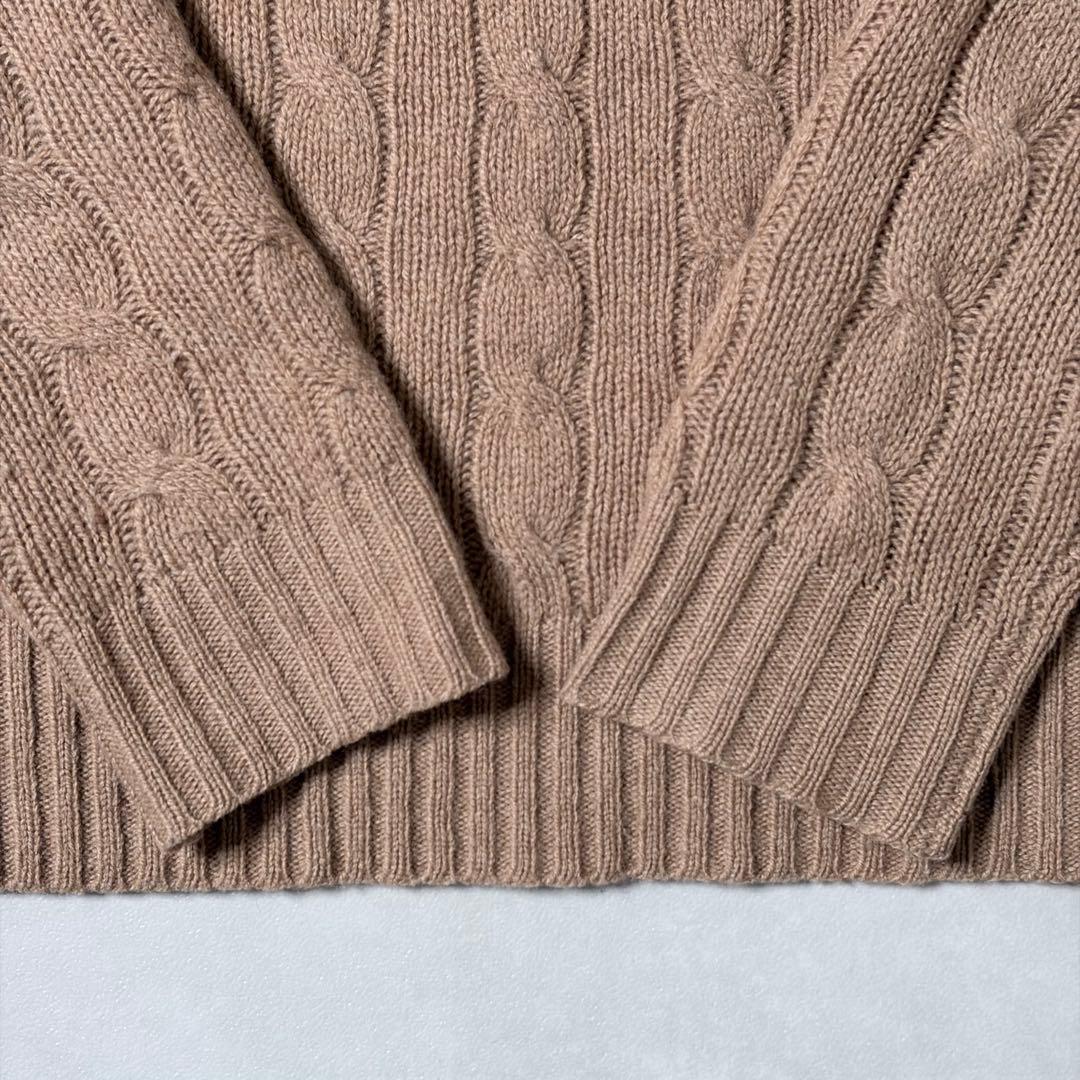 【美品】現行QR ポロラルフローレン ケーブルニット カシミヤ混 ベージュ S